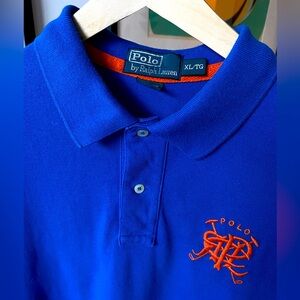 Polo Ralph Lauren Classic Polo Shirt S/S Large Cricket Logo Cotton Royal Blue XL